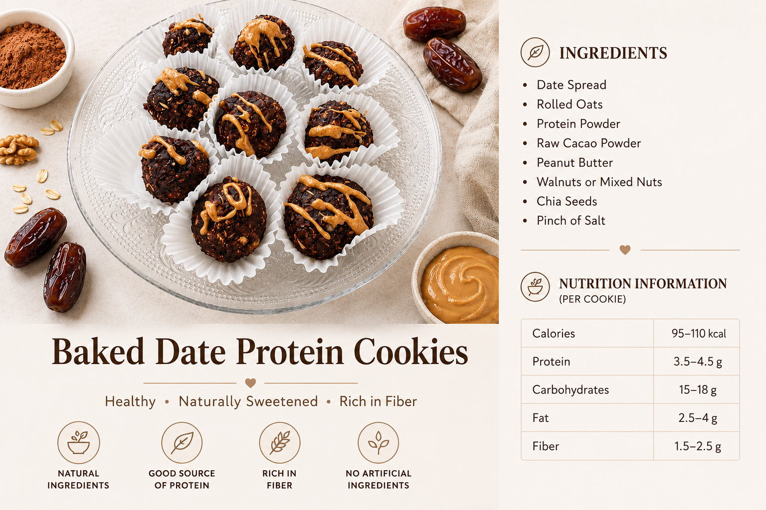 Baked Date Protein Cookies