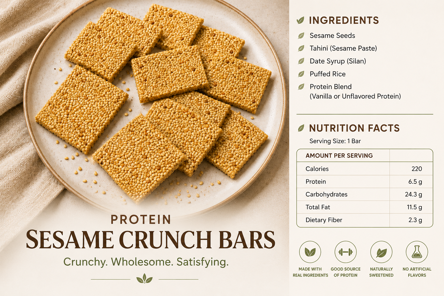 Protein Sesame Crunch Bars